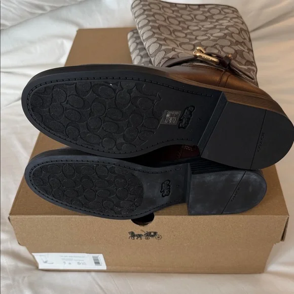 COACH - Jacquard Patterned Knee-High a-Leather Boots - Size 7 - Picture 7 of 8